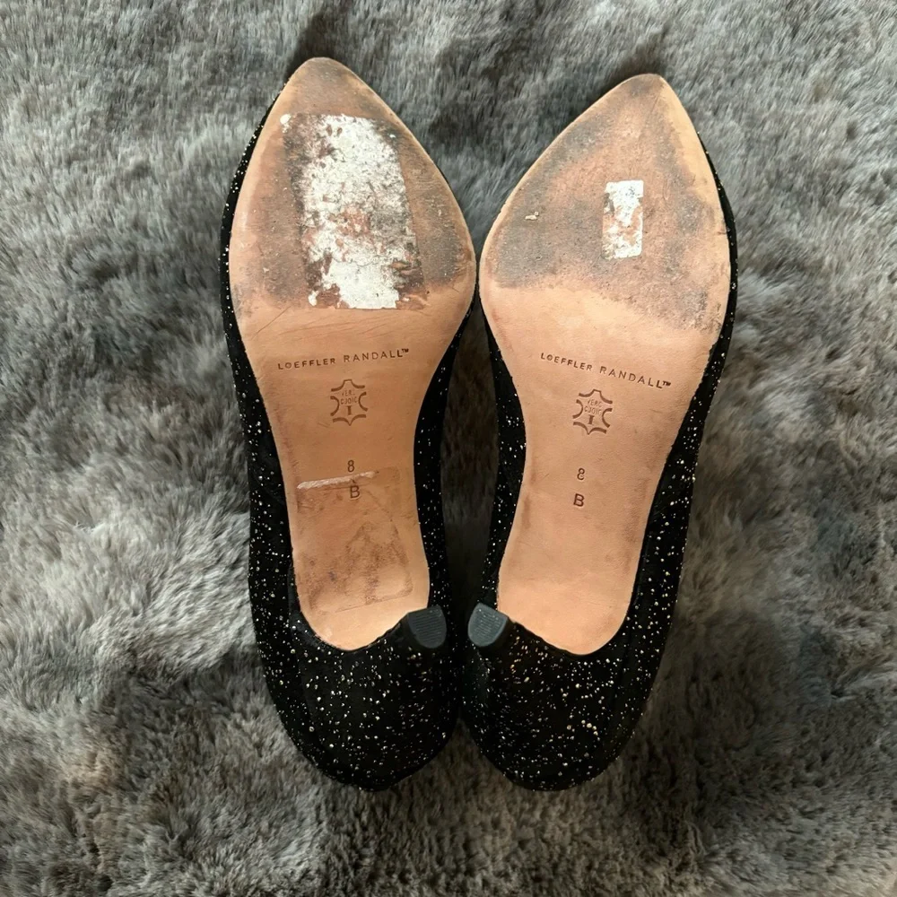 Loeffler Randall Suede Pump Black Gold Size 8 Heels